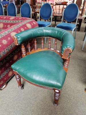 Lot 1169 - A Victorian Mahogany Faux Leather Upholstered...