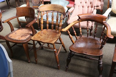 Lot 1172 - A 19th Century Oak and Elm Captains Chair;...