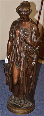 Lot 254 - A Bronze Figure of Erato, after the Antique, standing wearing flowing robes, a wreath in her...
