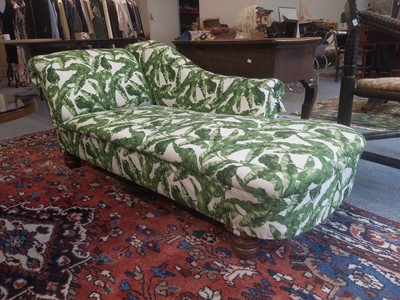 Lot 1325 - A Victorian Chaise Longue, with leaf design...