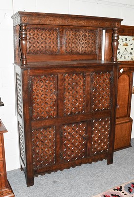 Lot 1278 - A Modern Anglo Indian Style Oak Court Cupboard,...