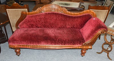 Lot 1295A - A Victorian Mahogany Scroll End Chaise Lounge,...