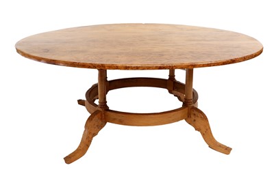 Lot 792 - A Bespoke Birch Burrwood Circular Dining Table,...