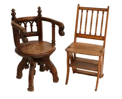 Lot 815 - A Victorian Walnut Gothic-Revival Armchair,...