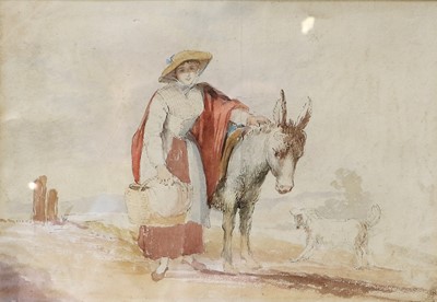 Lot 1088 - W*O'Connor (fl.1859-1865) Girl with donkey...