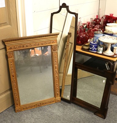 Lot 1244A - A 1920s Oak Framed Mirror, a further oak...