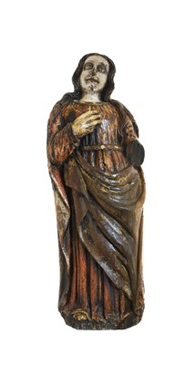 Lot 259 - A Carved and Painted Wooden Figure of a Female...