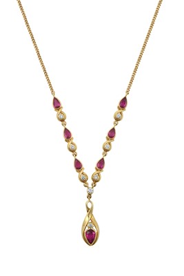 Lot 2152 - An 18 Carat Gold Ruby and Diamond Necklace...