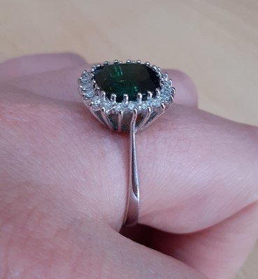 Lot 2108 - An 18 Carat White Gold Green Tourmaline and...