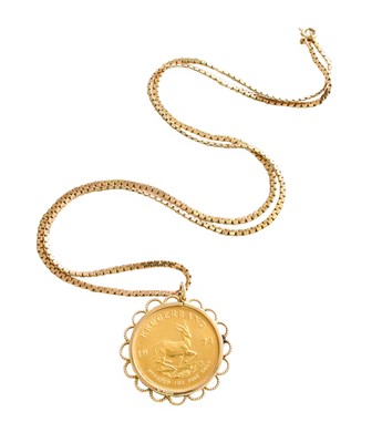 Lot 1012 - A 1974 Krugerrand Pendant on A 9 Carat Gold...