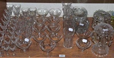 Lot 378 - A pair of cut glass lustres and glasses