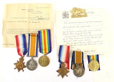 Lot 5 - Two First World War Trios, each comprising...