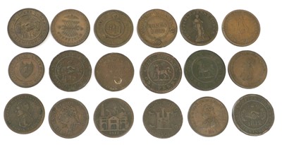 Lot 369 - Mixed 19th Century Penny Tokens; 18 tokens...