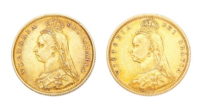 Lot 195 - 2x Victoria, Half Sovereigns 1887 & 1890, obv....