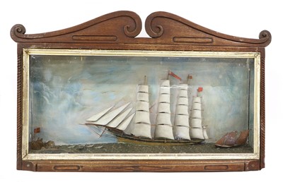 Lot 216 - A Victorian Painted Wood Ship Diorama,...