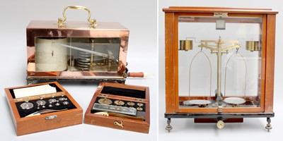 Lot 248 - A Copper Barograph by Davis, Derby; a set of...