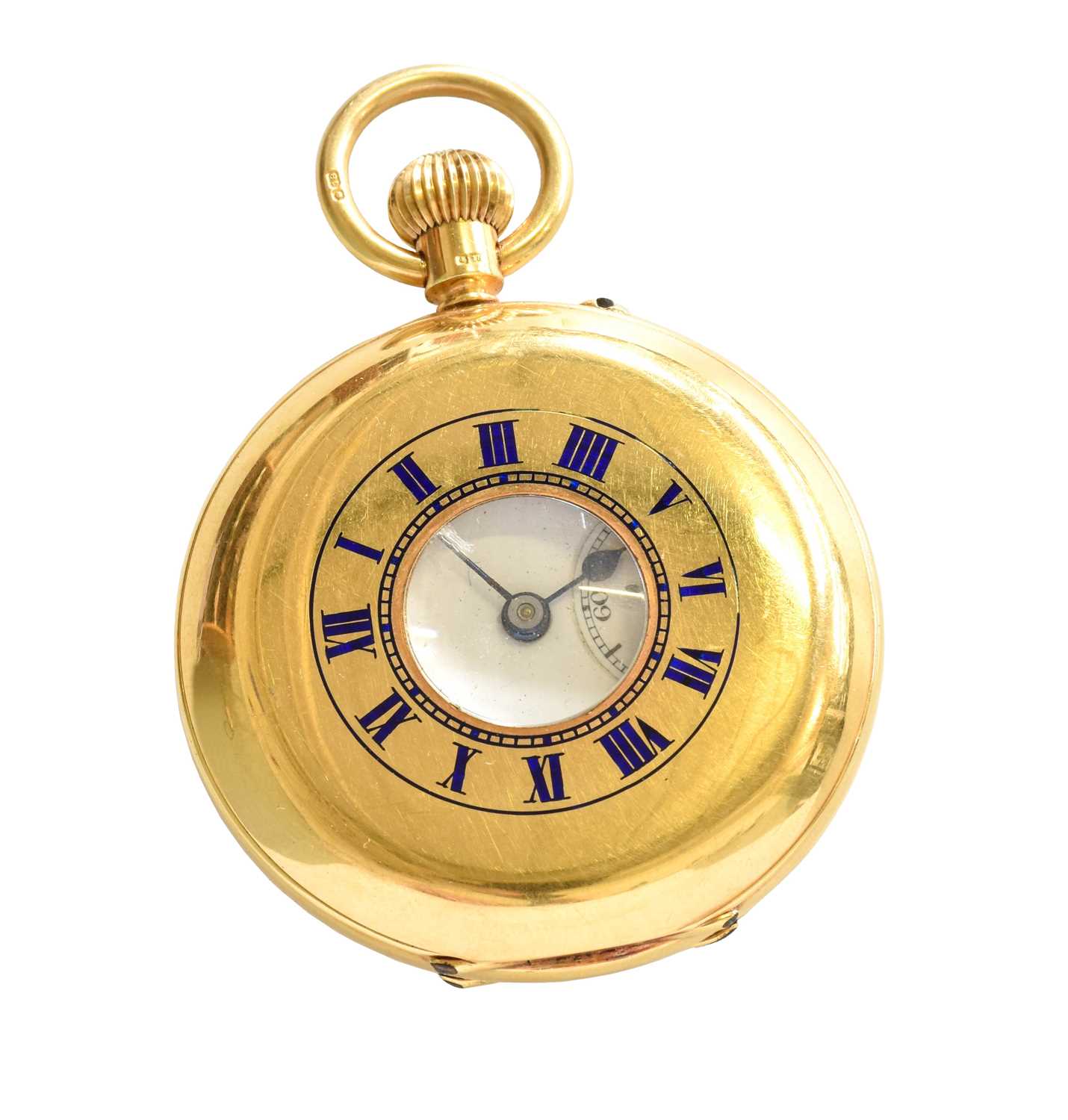 Lot 1010 - An 18 Carat Gold Half Hunter Pocket Watch