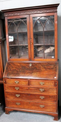 Lot 1118 - A George III Mahogany Bureau Bookcase, with...