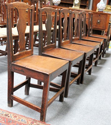 Lot 1169 - A Set of Six 18th Century Oak Dining Chairs,...