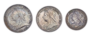 Lot 280 - Victoria Maundy Set 1895, incomplete, 3 coins...