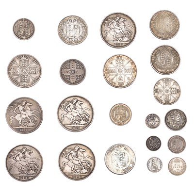 Lot 48 - Assortment of Victorian Silver Coinage; 21...