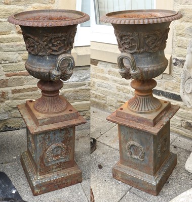 Lot 427 - A Pair of Victorian-Style Cast Iron Campana...