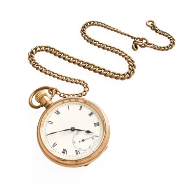 Lot 1043 - A Gold Plated Pocket Watch, with watch chain,...