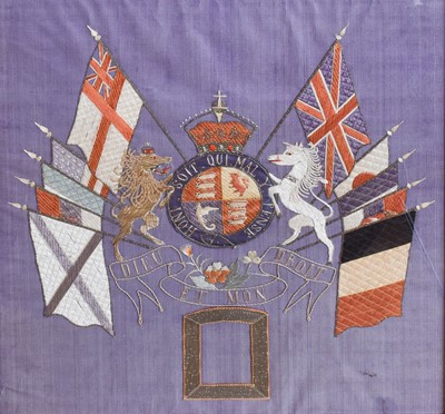 Lot 1173 - A First World War Silk Needlework Panel, 52cm...