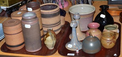 Lot 437 - Quantity George Dear pottery and quantity studio pottery (on two trays)