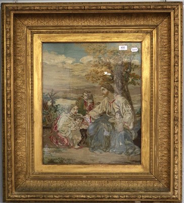 Lot 400 - A Late 19th Century Woolwork Picture, figures...