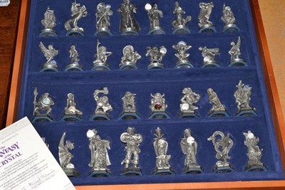 Lot 439 - Chess Set - The Fantasy of the Crystal by the Danbury Mint, each pewter piece with Swarovski...