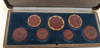 Lot 181 - A Meissen 1921 Red Stoneware Coin Set in Case,...