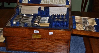 Lot 448 - An oak canteen of plated cutlery (incomplete)