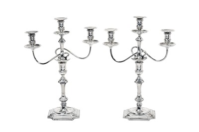 Lot 2334 - A Pair of Victorian Metamorphic Silver Three-Light Candelabra