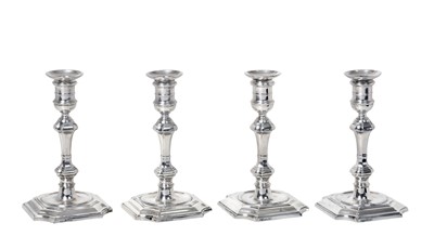 Lot 2425 - A Set of Four Victorian Silver Candlesticks