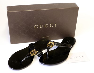 Lot 2098 - Pair of Gucci Black Patent Leather...