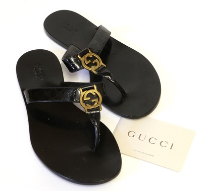 Lot 2098 - Pair of Gucci Black Patent Leather...