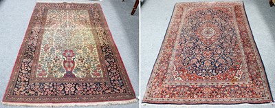 Lot 1204 - Kashan Rug, the indigo field of vines centered...