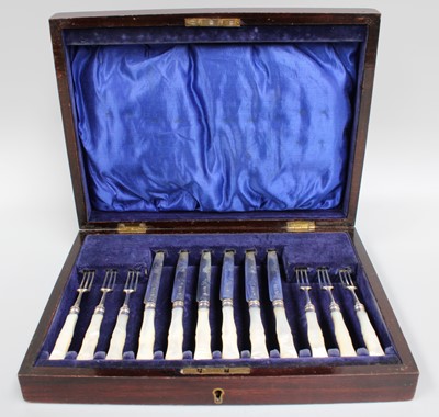 Lot 75 - A Cased Set of Silver and Mother-of-Pearl...
