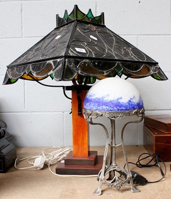 Lot 326 - An Art Nouveau Table Lamp, modern, with cloud...