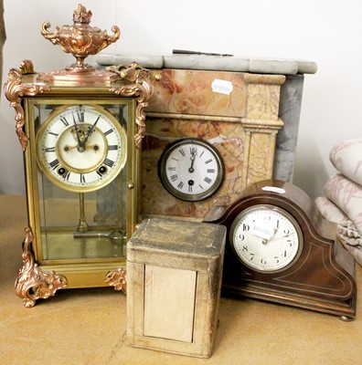 Lot 336 - A Four Glass Mantle Clock, a marble mantle...