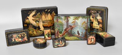 Lot 297 - A Collection of Assorted Russian Lacquer Boxes...