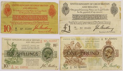 Lot 428 - 4x Mixed Bradbury Issue Treasury Notes,...