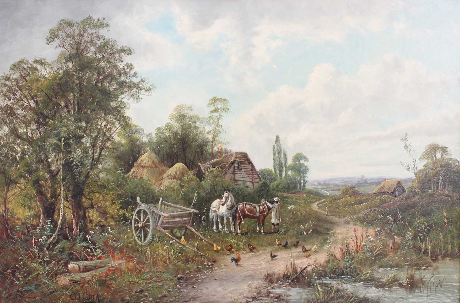 Lot 1394 - O T Clark (19th Century) Working Horses at...