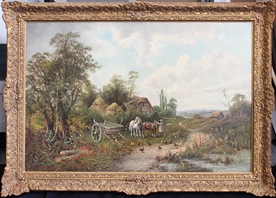 Lot 1394 - O T Clark (19th Century) Working Horses at...