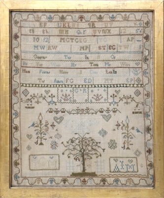 Lot 2059 - Adam and Eve Sampler Worked by Mary Gatenby...