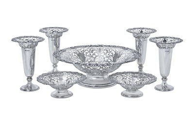 Lot 2447 - A Seven-Piece George V Silver Table Centrepiece