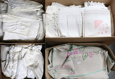 Lot 356 - Assorted white linens including crotchet edge...