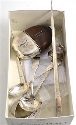 Lot 468 - A George III Irish silver sauce ladle, Dublin 1808, a dessert spoon, Dublin 1803, a tablespoon...