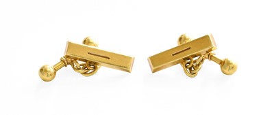 Lot 1060 - A Pair of Cufflinks, the rectangular bars...